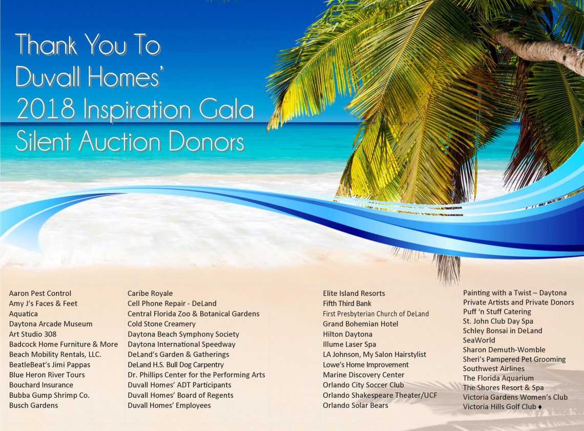 Duvall's Silent Auction Donors